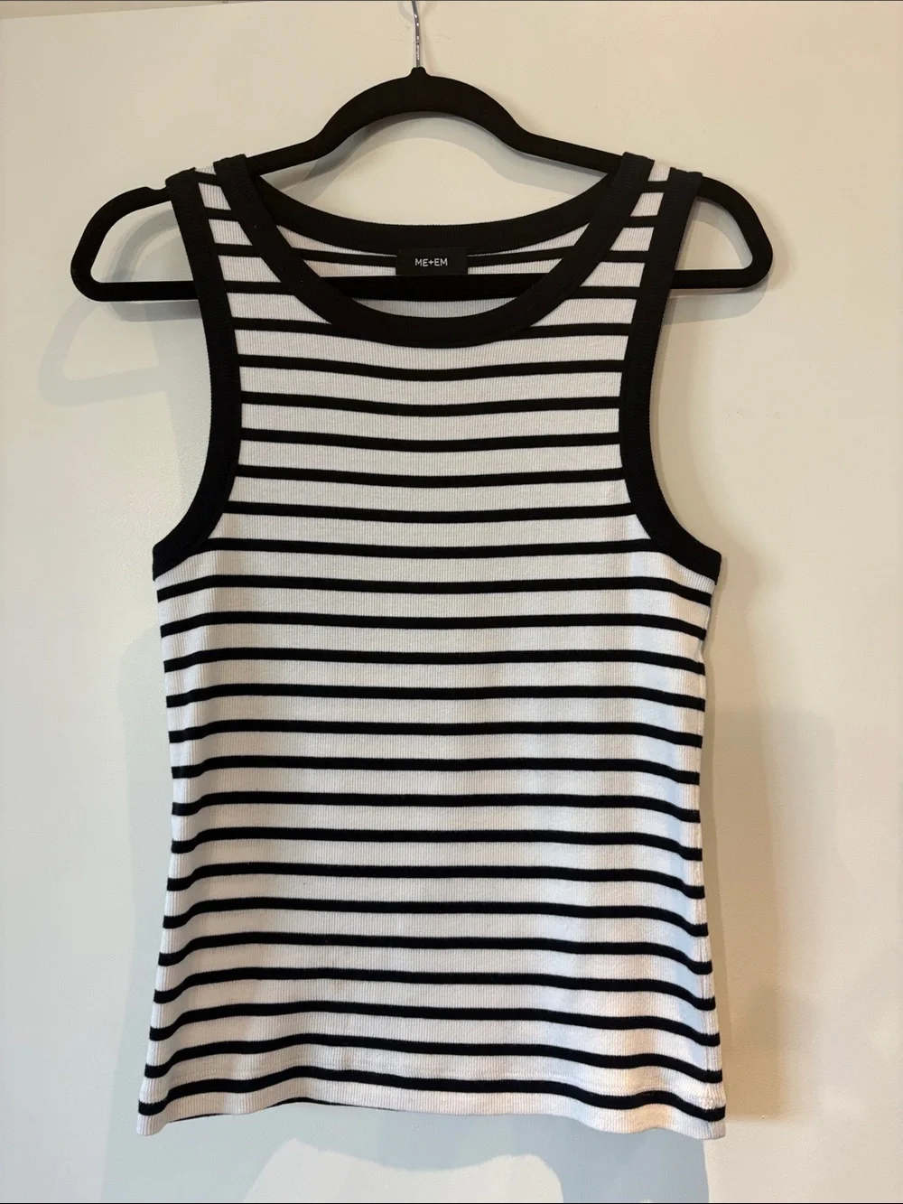 ME+EM Black & White Striped Ribbed Tank - Picture 1 of 2
